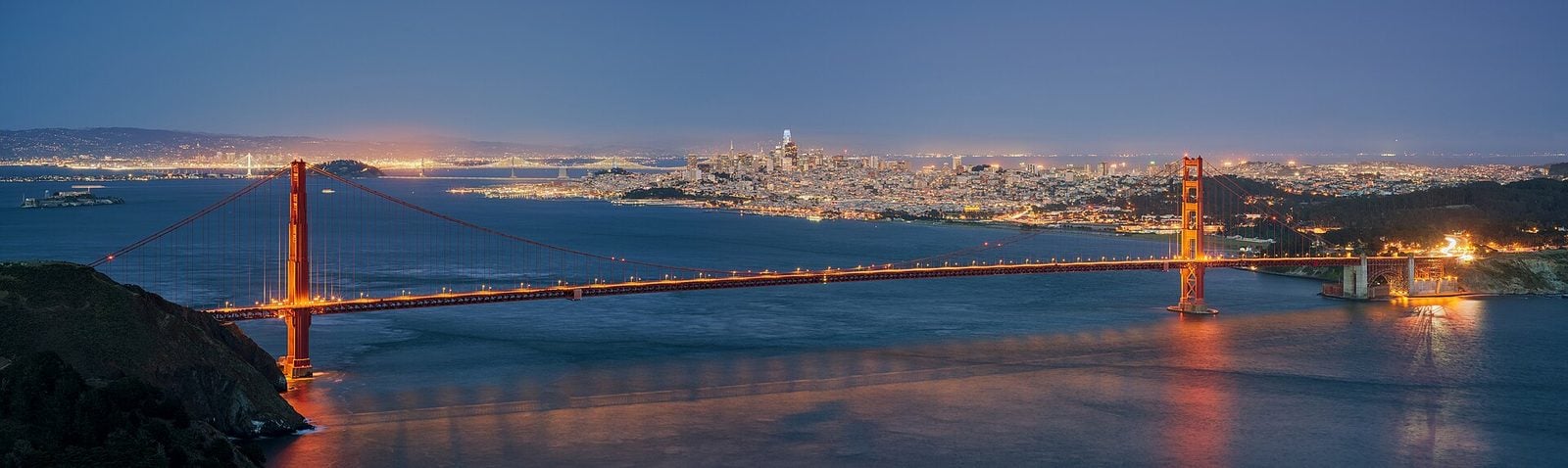 Golden Gate Bridge at blue hour
